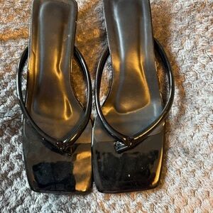 Kittenish Glossy Black Sandals